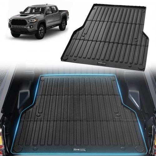 VEVOR Ladeflächenmatte für Lkw kompatibel mit Toyota Tacoma 2005_2023, TPE-Ladeflächenmatte für Lkw 1520 x 1360 x 45 mm Ladeflächen, schwarze dic