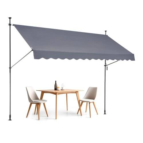 VEVOR Klemmmarkise 350 x 120 cm, Balkonmarkise mit Handkurbel, Sonnenmarkise, Terrassenüberdachung Sunsetter Deck, Höhenverstellbar von 218 bis 309