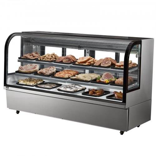 VEVOR Kühlvitrine Gebäckvitrine 901 L, 4-stufiger kommerzieller Kühlvitrinenschrank Kuchentheke kalte Theke mit LED-Beleuchtung, Abluftkühlung Rol