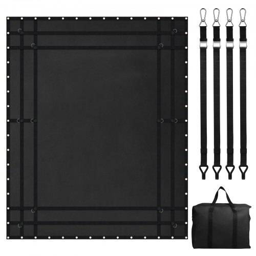 VEVOR Frachtnetz, 305 x 267 mm, LKW-Ladeflächennetz, 4 verstellbare Gurte mit Karabinern und gummibeschichteten Haken, Transportnetz, Gepäcknetz gee