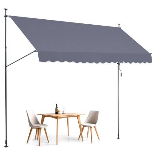 VEVOR Klemmmarkise 400 x 120 cm, Balkonmarkise mit Handkurbel, Sonnenmarkise, Terrassenüberdachung Sunsetter Deck, Höhenverstellbar von 218 bis 309