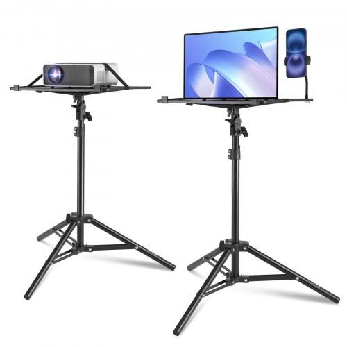 VEVOR Projektorständer Laptopständer-Stativ, höhenverstellbar von 685 bis 1600 mm, tragbares Projektor-Stativ mit Ablage & Schwanenhals-Telefonhalt