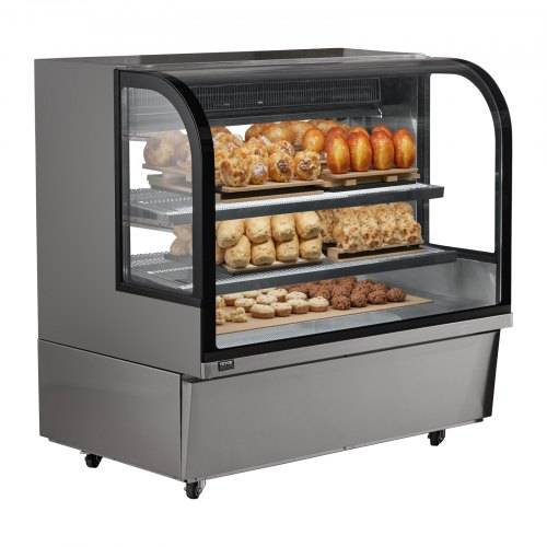 VEVOR Kühlvitrine Gebäckvitrine 505 L 2-stufiger kommerzieller Kühlvitrinenschrank Kuchentheke kkalte Theke mit LED-Beleuchtung & Abluftkühlung Ro