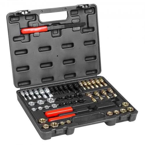 VEVOR 49-teiliges Gewindefräser-Set UNC UNF & metrisches Gewindewiederherstellungswerkzeug, Nachgewinde-Werkzeugsatz mit Gewindebohrern Schneideisen