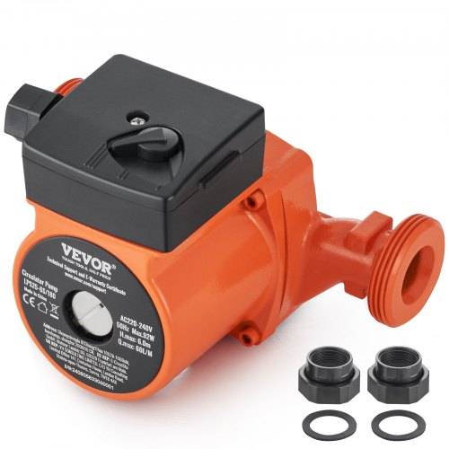 VEVOR Heizungspumpe Umwälzpumpe Pumpe Gusseisen 220 V 92 W, 60l/min Max. Durchflussrate, 6m Max. Förderhöhe, 1-1/2 Zoll Gewindeanschluss, Temperatu