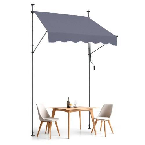 VEVOR Klemmmarkise 150 x 120 cm, Balkonmarkise mit Handkurbel, Sonnenmarkise, Terrassenüberdachung Sunsetter Deck, Höhenverstellbar von 218 bis 309