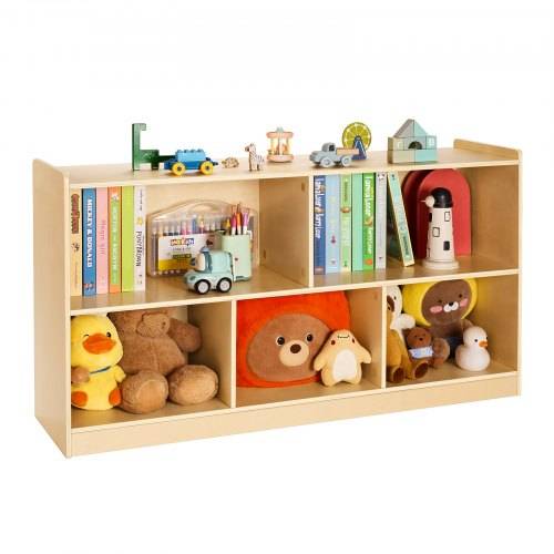 VEVOR Kinderregal Bücherregal (114 cm), Spielzeugschrank mit 5 Fächern 2-stufig, Aufbewahrungsschrank für Spielzeug, Spielzeugregal für Schlafzimm