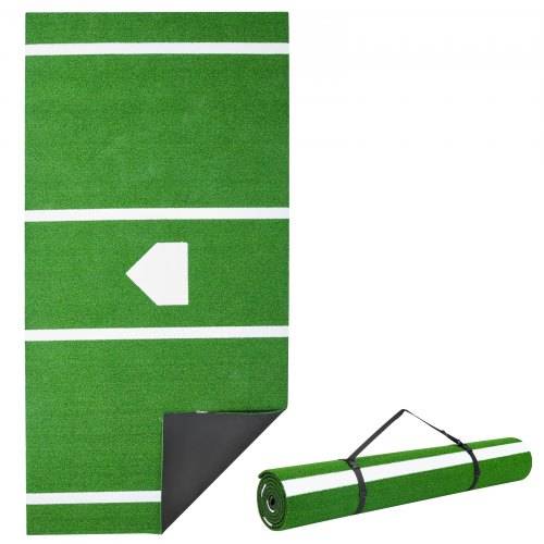 VEVOR Baseball-Schlagmatte Trainingsmatte (366 x 183 cm) Trainingspad Schlagkäfigmatte, Baseballmatte mit Home Plate & Anti-Fade-Rasen, tragbare Tra