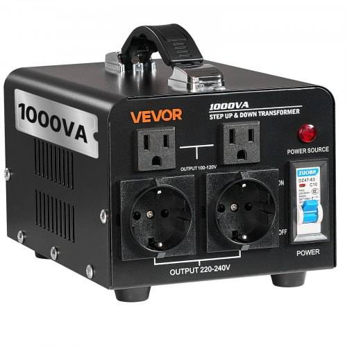 VEVOR Spannungswandler-Transformator, 1000 VA, Aufwärts-/Abwärts-Leistungstransformator, Konvertierung von 110 V auf 220 V & von 220 V auf 110 V, mi