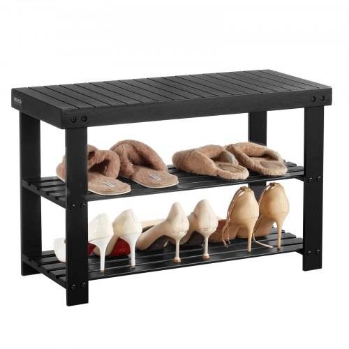 VEVOR Schuhregalbank Schuhbank (703 x 288 x 451 mm), Eingangsbereichsbank aus Bambus, 3-stufiges Schuhregal (130 kg belastbar), für Haustür Flur Woh