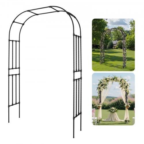 VEVOR Gartenbogen, 2400x1500x400 mm Rosenbogen, Rankhilfe, Kletterhilfe, Metallbogen, stabiler Rosenspalier für den Au_enbereich mit Pfählen, ideal