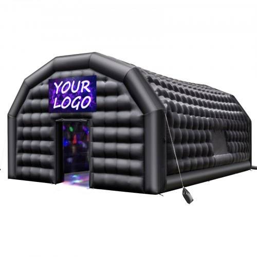 VEVOR Aufblasbares Partyzelt 9x6x4 m, Würfelzelt für Disco Nachtclub, Pavillon Hochzeitszelt mit 1100 W Gebläse, Sandsack, 2 Fenster für Veranstal