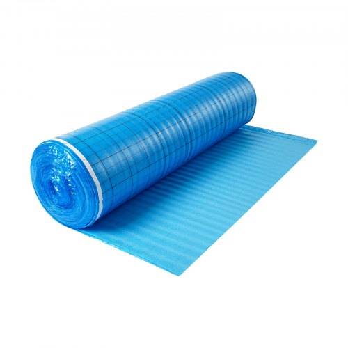 VEVOR Trittschalldämmung, 18,6 m²/Rolle, 3-in-1 3 mm dicke Dämmungunterlage mit Klebeband & Dampfsperre, EPE-Schaum mit blauem PE, Schalldämmung