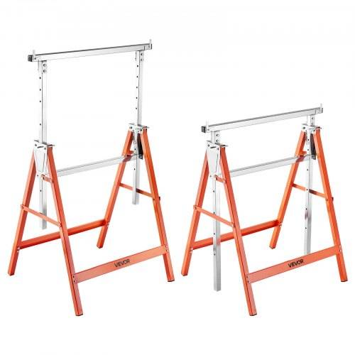 VEVOR Teleskop Arbeitsbock, 2er-Pack, Gerüstböcke, 200 kg Tragkraft, Unterstellbock, 800_1300 mm höhenverstellbar, mit rutschfesten Fu_polstern,