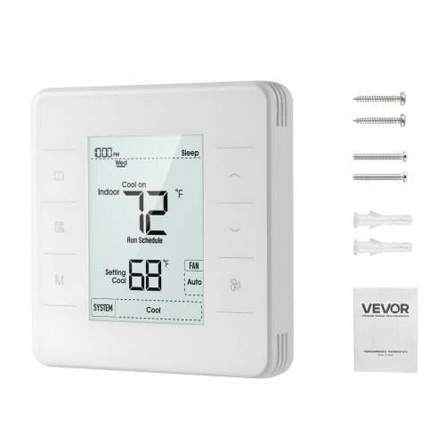 VEVOR Thermostat 7-Tage-programmierbar, Raumthermostat für Wärmepumpe, Klimaanlage, Fu_bodenheizung, LED-Bildschirm mit Hintergrundbeleuchtung, gro_