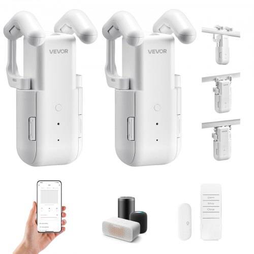 VEVOR automatischer Vorhangöffner 2 Stk. (App & Fernbedienung & Sprachsteuerung) Gardinenöffner, kompatibel mit Alexa & Google Home, mit Lautlosmodu