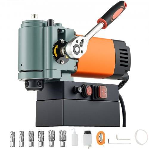 VEVOR Magnetbohrmaschine mit niedrigem Profil, 1300 W, 35 mm Bohrdurchmesser, 10000 N Leistung, tragbare Magnetbohrmaschine mit Weldon-Schaft, für