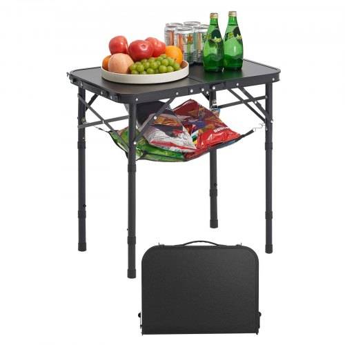 VEVOR Klapptisch Buffettisch tragbarer Allzwecktisch 60 x 40 cm, höhenverstellbarer Tisch (für 2-4 Personen) mit Tragegriff, Gartentisch Campingtisc