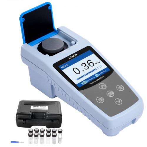 VEVOR Trübungsmessgerät Messbereich 0_1000 NTU, ISO 7027-konform, tragbarer Turbidimeter, schnelles Ablesen, mit Kalibrierlösungen & Probenfläschc