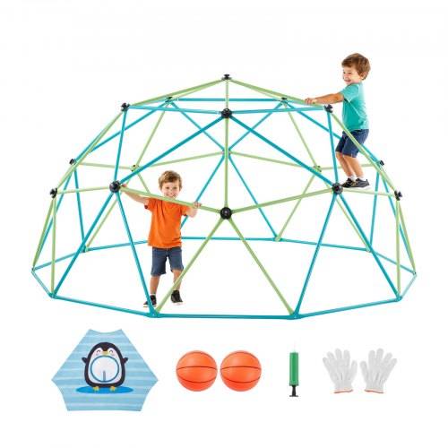 VEVOR Kletterkuppel geometrisches Klettergerüst (305 cm breit) mit Handschuhen & 2 Basketbällen, 453 kg belastbares Klettergerüst, Klettergerät f
