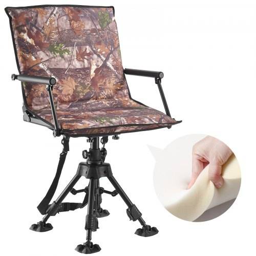 VEVOR Faltstuhl Campingstuhl Anglerstuhl mit Armlehnen, höhenverstellbarer Klappstuhl Gartenstuhl (158 kg belastbar) 360° geräuschlos drehbar, 420-