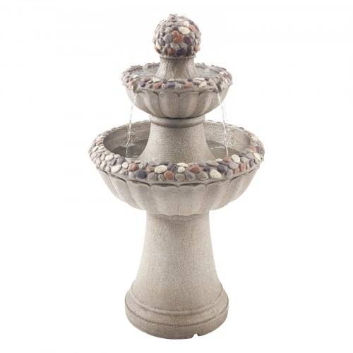VEVOR Gartenbrunnen für den Au_enbereich, 927 mm hoch, moderner 2-stufiger Wasserfall, Springbrunnen aus Fiberglas & Harz, mit Wasserpumpe, für Gär