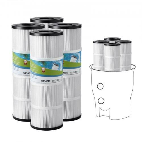 VEVOR Pool-Filterkartusche, 4er-Pack, Wasserfilter 7,4 m², Ersatz-Filter, kompatibel mit CCP320, Pleatco PCC80-PAK4, Poolfilter sicher für Kinder un
