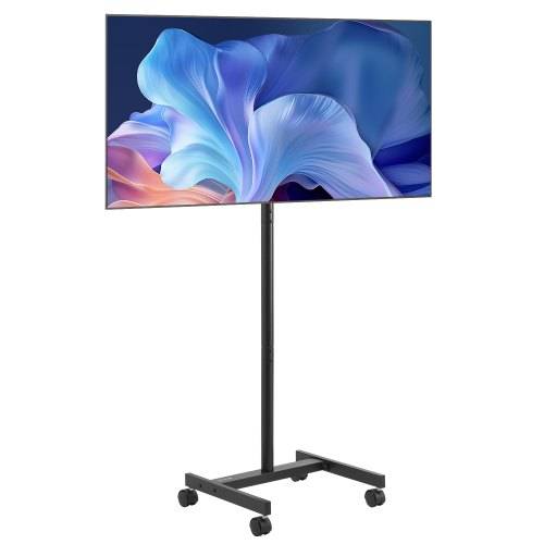 VEVOR rollbarer TV-Ständer Standfu_ Fernsehstand für 431,8-1397 mm flach & Curved-TVs, tragbarer TV Bodenständer bis zu 20 kg (Max. VESA 200 x 200