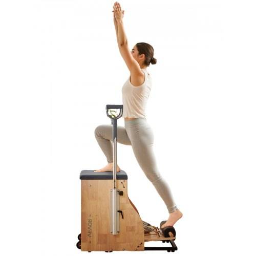 VEVOR Pilates-Stuhl, Kombi-Stühle mit geteilten Pedalen und Griffen, Yoga-Fitnesstrainer mit Rahmen aus Gummibaumholz, Trainingsreformer