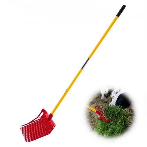 VEVOR Schwedengabel, 18 Zinken, Bollengabel mit langem Fiberglasstiel, 1550 mm Kunststoff-Heugabel, Mistforke-Werkzeug für Gartenarbeit
