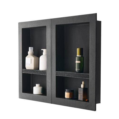 VEVOR Duschnische, 40,6 x 61 cm + 40,6 x 61 cm Wandnische mit beweglichem Regal, 10,2 cm dicker moderner Seifen- & Shampoo-Aufbewahrungs-Organizer