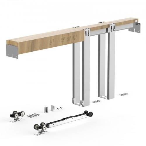 VEVOR Schiebetürrahmen-Set für 610_ 914 mm breite & 2032 mm hohe Türen, Schiebetür-Set aus verzinkter Stahl mit Zwei-Wege-Soft-Close-Mechanismus