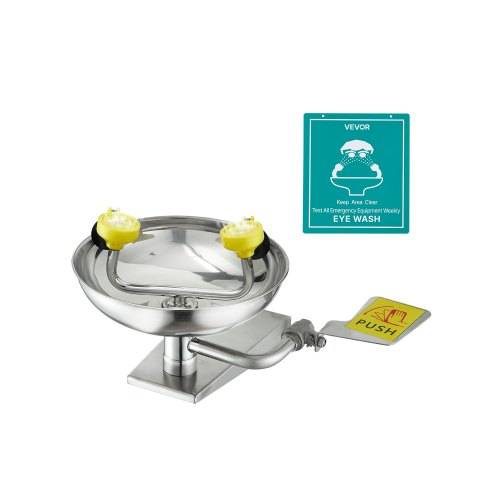 VEVOR Augenspülstation 27 cm, wandmontierte Augendusche aus Edelstahl, Notfallwaschbecken 410x330x240 mm, Augenreinigungsgerät, ideal für Labore,