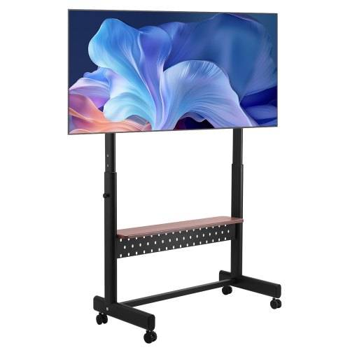VEVOR rollbarer TV-Ständer TV-Wagen für 1397-2540 mm Bildschirme, höhenverstellbarer tragbarer Monitorständer mit Ablage bis zu 92,99 kg für Wohn