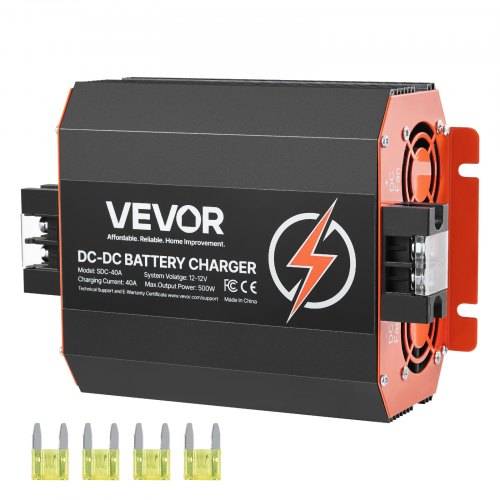 VEVOR 12 V 40 A DC/DC-Batterieladegerät, 500 W, für Blei-Säure-, Lithium-, AGM-, GEL- und Nassbatterien, intelligentes mehrstufiges Laden, für Woh