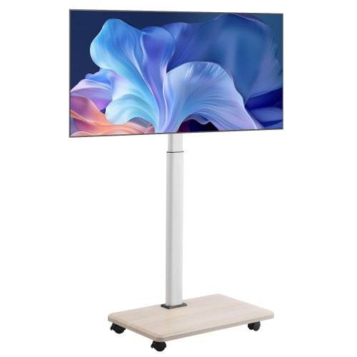 VEVOR rollbarer TV-Ständer TV-Wagen für 812,8-1778 mm TVs bis zu 45 kg, 25° Links-Rechts-Drehung & höhenverstellbare TV-Halterung mit Regal für E