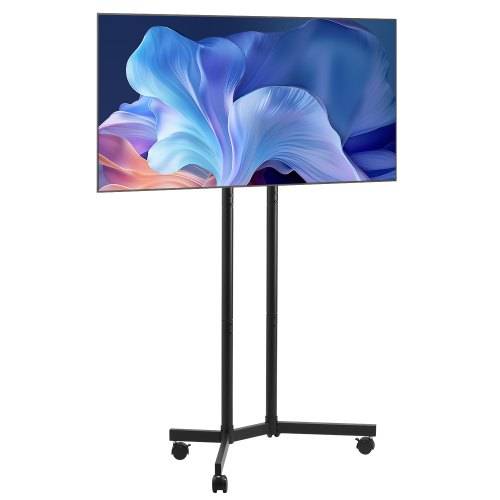 VEVOR rollbarer TV-Ständer Standfu_ Fernsehstand für 812,8-1651 mm flach & Curved-TVs, höhenverstellbarer TV Bodenständer bis zu 40 kg (Max. VESA
