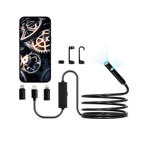VEVOR Endoskopkamera mit Licht, Dual Lens Endoskop für Android & iOS, 1920P HD-Inspektionskamera mit 8+1 LED-Leuchten, 2-fachem Zoom, 3