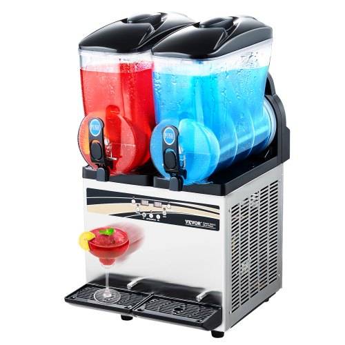 VEVOR kommerzieller Frozen Drink Maker, 15 L x 2 Slush-Maschine mit zwei Tanks, 120 Tassen Margarita-Smoothie-Maschine aus Edelstahl, Slush-Make