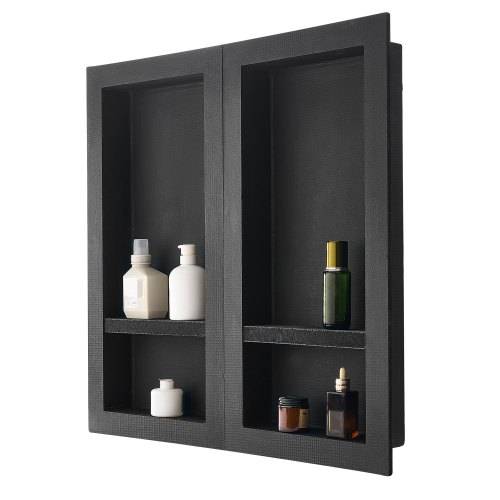 VEVOR Duschnische, 40,6 x 81,3 cm + 40,6 x 81,3 cm Wandnische mit beweglichem Regal, 10,2 cm dicker moderner Seifen-
