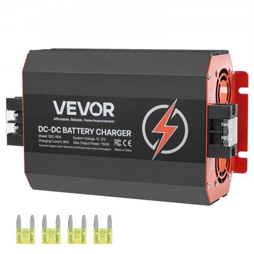 VEVOR 12 V 60 A DC/DC-Batterieladegerät, 750 W, für Blei-Säure-, Lithium-, AGM-, GEL- und Nassbatterien, intelligentes mehrstufiges Laden, für Woh