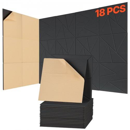 VEVOR 18er-Pack Akustikpaneele mit Selbstklebeband, 300x300x10 mm schalldichte Schaumstoffplatten, Akustik Wandpaneele aus Polyesterfaser, für