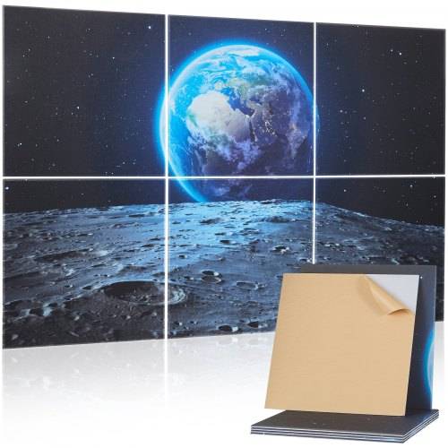 VEVOR 6er-Pack Akustikpaneele, 1800x1200x10 mm, Akustik Wandpaneele, selbstklebende dekorative Schalldämpfungs- & Absorptionsplatten für Zuhause,