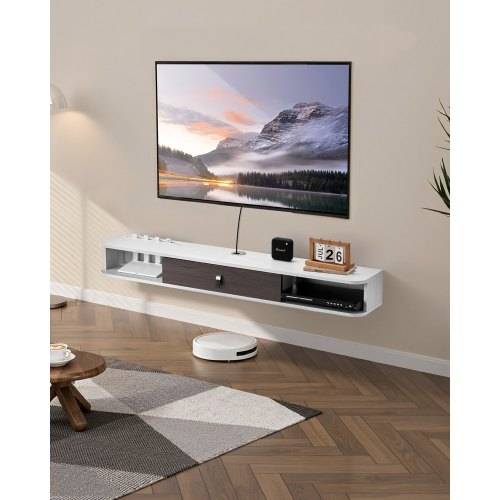 VEVOR TV Schrank hängend Wandhalterung, Fernsehschrank mit Kabelloch, schwebendes TV-Regal mit Stauraum für DVD-Player Kabelbox Spielekonsole, Häng