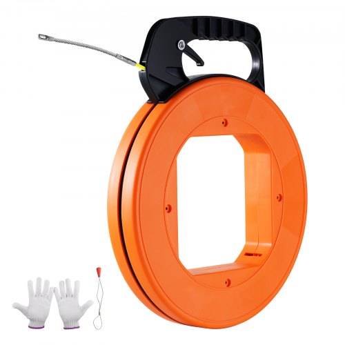 VEVOR Einziehhilfe, 60,96 m x 4,7 mm, Fiberglas-Drahtzieher mit optimiertem Gehäuse & Griff, benutzerfreundliches Kabelziehwerkzeug, Einziehspirale