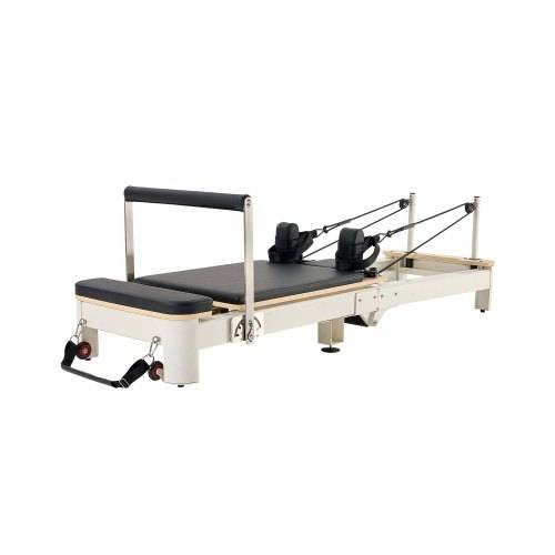VEVOR Faltbare Pilates Reformer Maschine Pilates-Bett aus Aluminium mit Sitzbox & doppeltem Widerstand _ Feder & Kordel, für Fortgeschrittene & Anfä
