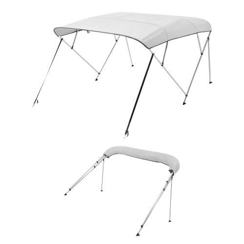 VEVOR Bimini Top Bootsabdeckung Sonnenverdeck (4 Bögen) aus 600D Polyester mit Rahmen aus Aluminiumlegierung, wasserdichte Sonnenschutz-Bootsmarkise