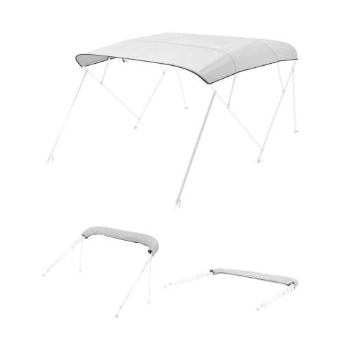 VEVOR Bimini Top Ersatz-Bootsverdeck Sonnenverdeck (4 Bögen) aus 600D Polyester, wasserdichte Sonnenschutz-Bootsmarkise mit Aufbewahrungstasche