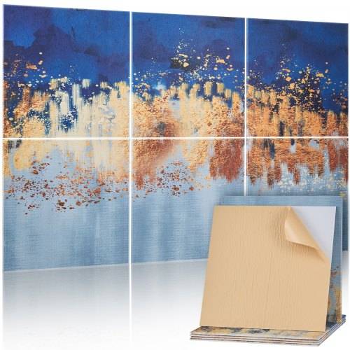 VEVOR 6er-Pack Akustikpaneele, 1800x1200x10 mm, Akustik Wandpaneele, selbstklebende dekorative Schalldämpfungs- & Absorptionsplatten für Zuhause,