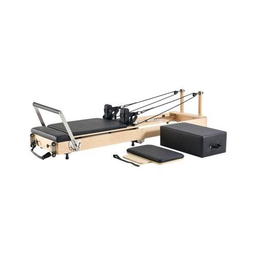 VEVOR faltbarer Pilates Reformer Trainingsgerät aus Holz für den Einsatz im Heim-Fitnessstudio, Pilates-Bett mit doppeltem Widerstand _ Feder & Kord